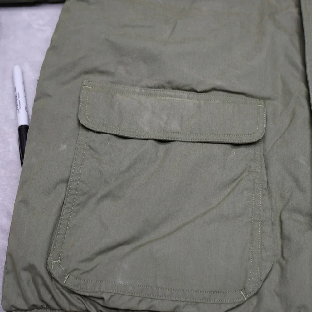 LL Bean Down Jacket Men Large Tall‎ Green Insulated Full zip Heavy Chore Coat